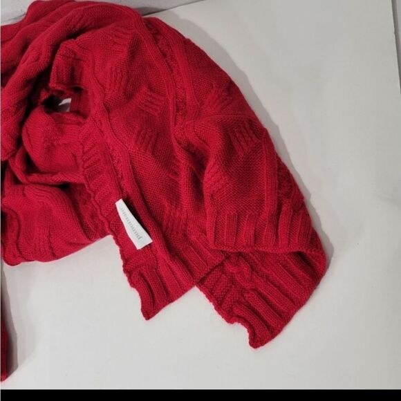 Punctuate scarf red wool scarf with pockets cable knit nwot - Picture 5 of 11